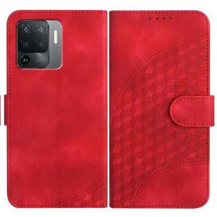 For OPPO A94 4G/F19 Pro 4G/Reno5 F 4G/Reno5 Lite YX0060 Elephant Head Embossed Phone Leather Case with Lanyard(Red)