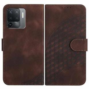 For OPPO A94 4G/F19 Pro 4G/Reno5 F 4G/Reno5 Lite YX0060 Elephant Head Embossed Phone Leather Case with Lanyard(Coffee)