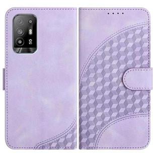 For OPPO A94 5G/F19 Pro/F19 Pro+ 5G/A94 4G YX0060 Elephant Head Embossed Phone Leather Case with Lanyard(Light Purple)