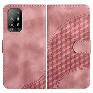 For OPPO A94 5G/F19 Pro/F19 Pro+ 5G/A94 4G YX0060 Elephant Head Embossed Phone Leather Case with Lanyard(Pink)