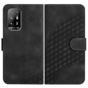 For OPPO A94 5G/F19 Pro/F19 Pro+ 5G/A94 4G YX0060 Elephant Head Embossed Phone Leather Case with Lanyard(Black)