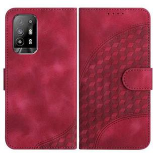 For OPPO A94 5G/F19 Pro/F19 Pro+ 5G/A94 4G YX0060 Elephant Head Embossed Phone Leather Case with Lanyard(Rose Red)