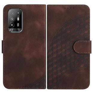 For OPPO A94 5G/F19 Pro/F19 Pro+ 5G/A94 4G YX0060 Elephant Head Embossed Phone Leather Case with Lanyard(Coffee)