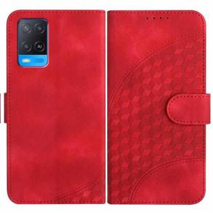 For OPPO A54 5G/A74 5G/A93 5G YX0060 Elephant Head Embossed Phone Leather Case with Lanyard(Red)