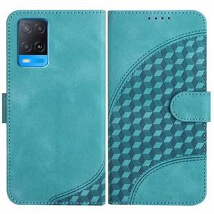 For OPPO A54 5G/A74 5G/A93 5G YX0060 Elephant Head Embossed Phone Leather Case with Lanyard(Light Blue)