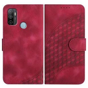 For OPPO A53 4G/A32 4G/A53s 4G/A33 4G YX0060 Elephant Head Embossed Phone Leather Case with Lanyard(Rose Red)