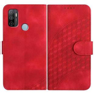 For OPPO A53 4G/A32 4G/A53s 4G/A33 4G YX0060 Elephant Head Embossed Phone Leather Case with Lanyard(Red)