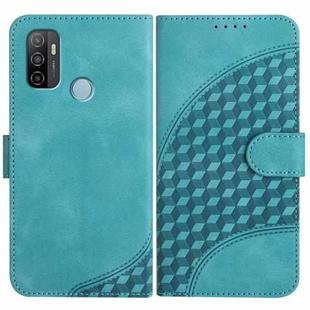 For OPPO A53 4G/A32 4G/A53s 4G/A33 4G YX0060 Elephant Head Embossed Phone Leather Case with Lanyard(Light Blue)