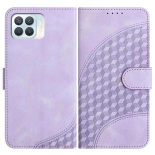 For OPPO A93 4G/F17 Pro/Reno4 Lite/Reno4 F YX0060 Elephant Head Embossed Phone Leather Case with Lanyard(Light Purple)