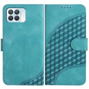 For OPPO A93 4G/F17 Pro/Reno4 Lite/Reno4 F YX0060 Elephant Head Embossed Phone Leather Case with Lanyard(Light Blue)