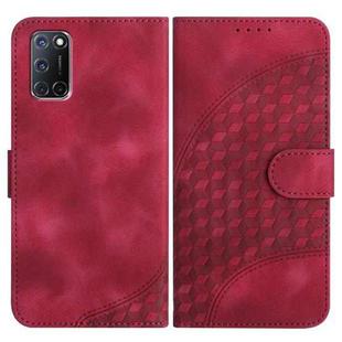 For OPPO A52/A72/A92 YX0060 Elephant Head Embossed Phone Leather Case with Lanyard(Rose Red)