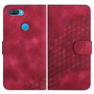 For OPPO A12/A7/A5s YX0060 Elephant Head Embossed Phone Leather Case with Lanyard(Rose Red)