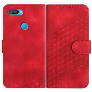 For OPPO A12/A7/A5s YX0060 Elephant Head Embossed Phone Leather Case with Lanyard(Red)