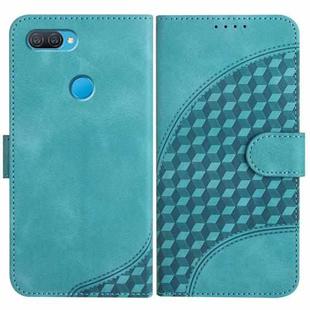 For OPPO A12/A7/A5s YX0060 Elephant Head Embossed Phone Leather Case with Lanyard(Light Blue)