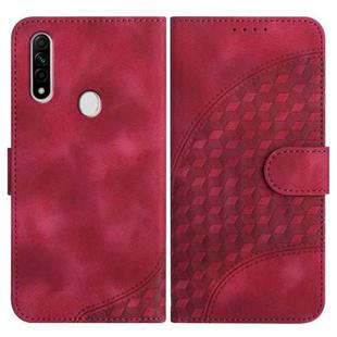 For OPPO A8/A31 YX0060 Elephant Head Embossed Phone Leather Case with Lanyard(Rose Red)