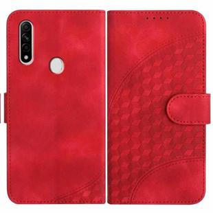 For OPPO A8/A31 YX0060 Elephant Head Embossed Phone Leather Case with Lanyard(Red)