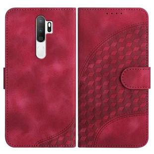 For OPPO A5 2020/A9 2020 YX0060 Elephant Head Embossed Phone Leather Case with Lanyard(Rose Red)