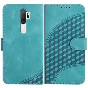 For OPPO A5 2020/A9 2020 YX0060 Elephant Head Embossed Phone Leather Case with Lanyard(Light Blue)