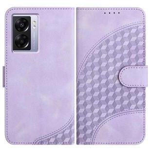 For OPPO A57 5G/A77 5G/A57 4G Global YX0060 Elephant Head Embossed Phone Leather Case with Lanyard(Light Purple)