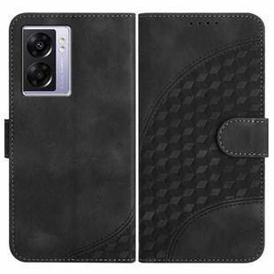 For OPPO A57 5G/A77 5G/A57 4G Global YX0060 Elephant Head Embossed Phone Leather Case with Lanyard(Black)
