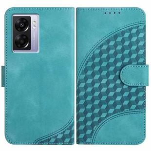 For OPPO A57 5G/A77 5G/A57 4G Global YX0060 Elephant Head Embossed Phone Leather Case with Lanyard(Light Blue)