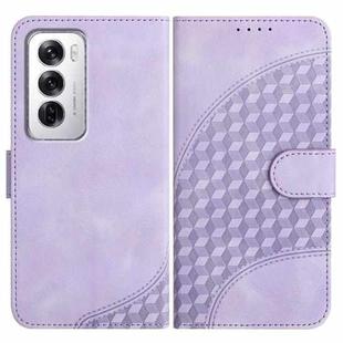 For OPPO Reno12 Global YX0060 Elephant Head Embossed Phone Leather Case with Lanyard(Light Purple)