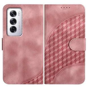 For OPPO Reno12 Global YX0060 Elephant Head Embossed Phone Leather Case with Lanyard(Pink)