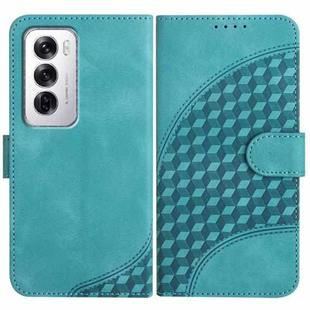 For OPPO Reno12 Global YX0060 Elephant Head Embossed Phone Leather Case with Lanyard(Light Blue)