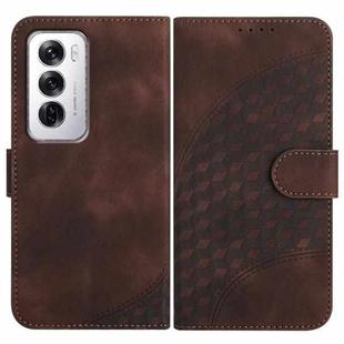 For OPPO Reno12 Global YX0060 Elephant Head Embossed Phone Leather Case with Lanyard(Coffee)