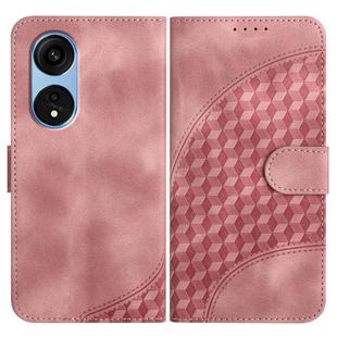 For OPPO A1 Pro / Reno8 T 5G Global Elephant Head Embossed Phone Leather Case with Lanyard(Pink)