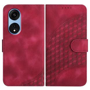 For OPPO A1 Pro / Reno8 T 5G Global Elephant Head Embossed Phone Leather Case with Lanyard(Rose Red)