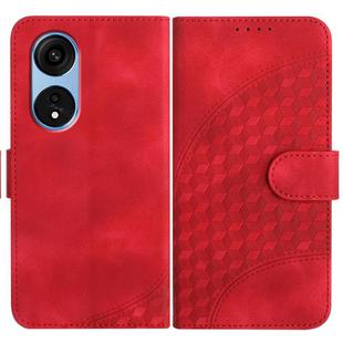 For OPPO A1 Pro / Reno8 T 5G Global Elephant Head Embossed Phone Leather Case with Lanyard(Red)