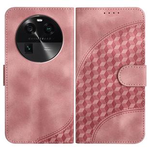 For OPPO Find X6 Elephant Head Embossed Phone Leather Case with Lanyard(Pink)