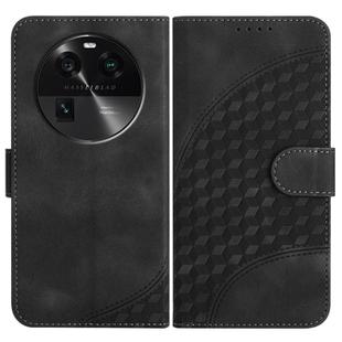 For OPPO Find X6 Elephant Head Embossed Phone Leather Case with Lanyard(Black)