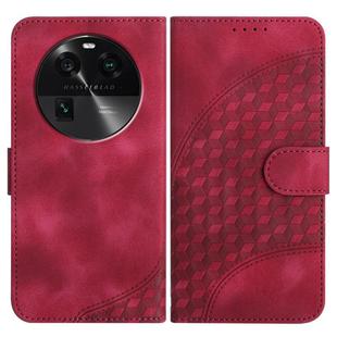 For OPPO Find X6 Elephant Head Embossed Phone Leather Case with Lanyard(Rose Red)