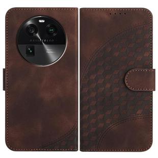 For OPPO Find X6 Elephant Head Embossed Phone Leather Case with Lanyard(Coffee)
