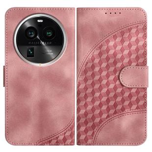 For OPPO Find X6 Pro Elephant Head Embossed Phone Leather Case with Lanyard(Pink)