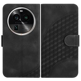 For OPPO Find X6 Pro Elephant Head Embossed Phone Leather Case with Lanyard(Black)