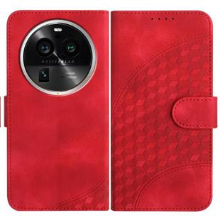 For OPPO Find X6 Pro Elephant Head Embossed Phone Leather Case with Lanyard(Red)