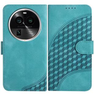 For OPPO Find X6 Pro Elephant Head Embossed Phone Leather Case with Lanyard(Light Blue)