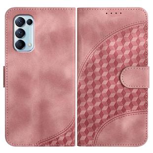 For OPPO Reno5 4G / 5G / Find X3 Lite Elephant Head Embossed Phone Leather Case with Lanyard(Pink)