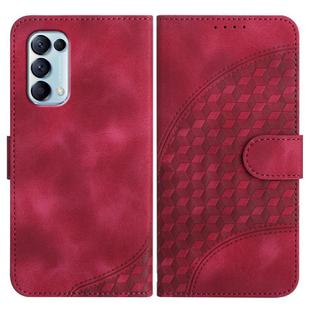 For OPPO Reno5 4G / 5G / Find X3 Lite Elephant Head Embossed Phone Leather Case with Lanyard(Rose Red)