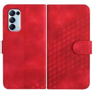 For OPPO Reno5 4G / 5G / Find X3 Lite Elephant Head Embossed Phone Leather Case with Lanyard(Red)