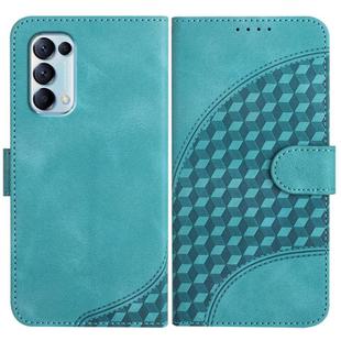 For OPPO Reno5 4G / 5G / Find X3 Lite Elephant Head Embossed Phone Leather Case with Lanyard(Light Blue)