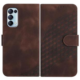 For OPPO Reno5 4G / 5G / Find X3 Lite Elephant Head Embossed Phone Leather Case with Lanyard(Coffee)