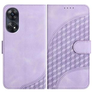 For OPPO Reno8 T 4G Elephant Head Embossed Phone Leather Case with Lanyard(Light Purple)