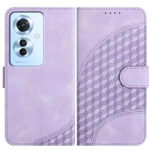 For OPPO Reno11 F / F25 Pro Elephant Head Embossed Phone Leather Case with Lanyard(Light Purple)