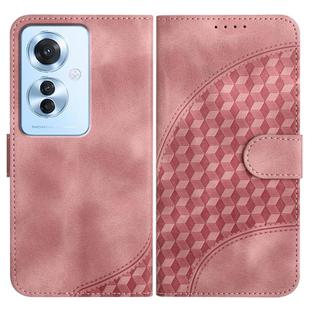 For OPPO Reno11 F / F25 Pro Elephant Head Embossed Phone Leather Case with Lanyard(Pink)