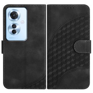 For OPPO Reno11 F / F25 Pro Elephant Head Embossed Phone Leather Case with Lanyard(Black)
