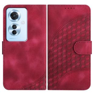 For OPPO Reno11 F / F25 Pro Elephant Head Embossed Phone Leather Case with Lanyard(Rose Red)